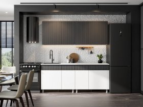 Кухонный гарнитур София (2,0м) (бланж/графит матовый) в Железногорске - zheleznogorsk.mebel-nsk.ru | фото
